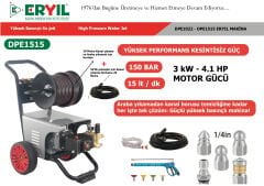 Eryıl Powerjet Yüksek Basınçlı Su Jeti 150 Bar  15 lt/dk – Kanal Açma ve Araba Yıkama Makinası